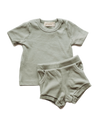 Organic cotton ribbed knit short set in "Pistachio"