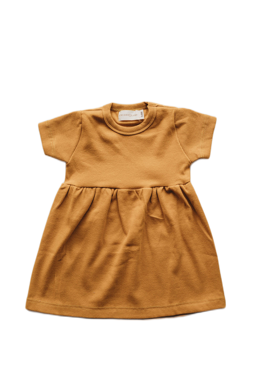 Organic cotton ribbed knit dress in "Honey"