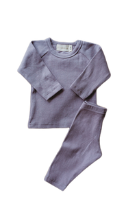 Organic cotton ribbed knit set in "Lilac"