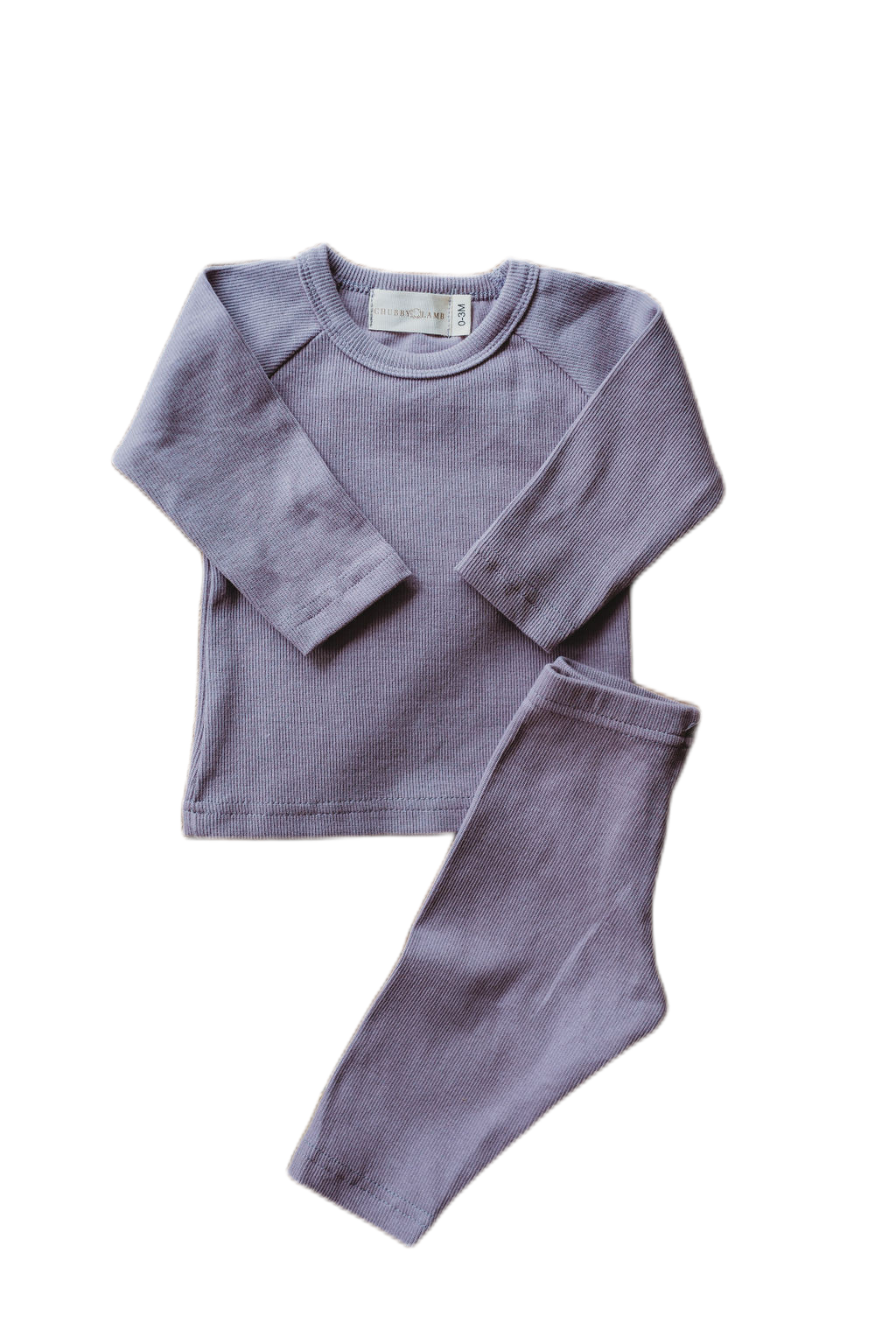 Organic cotton ribbed knit set in "Lilac"