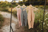 Organic cotton ribbed knit overall in "Wheat"
