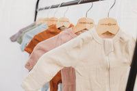 Organic cotton ribbed knit one-piece in "Mauve"