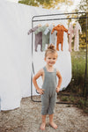 Organic cotton ribbed knit overall in "True Grey"