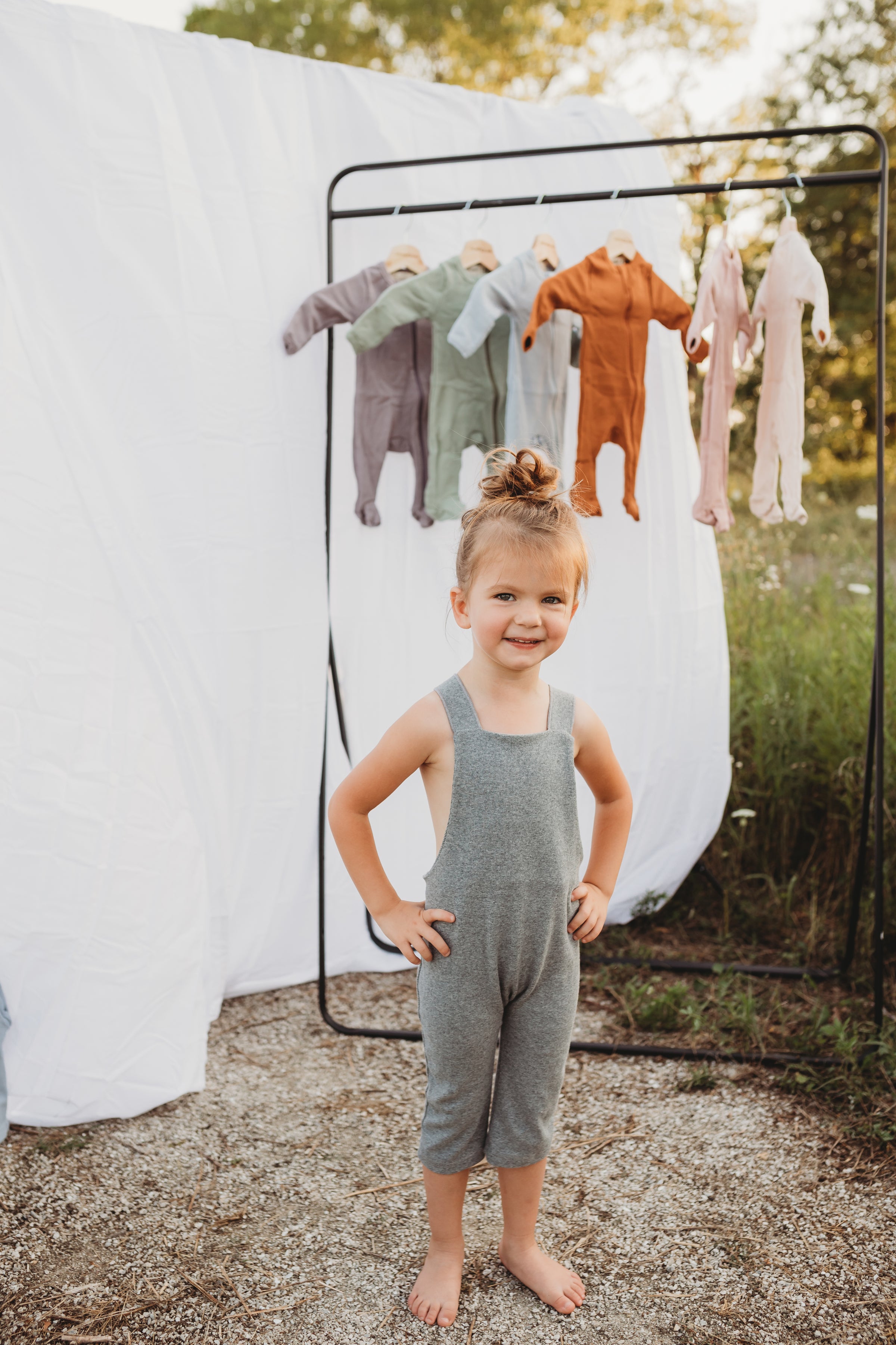 Organic cotton ribbed knit overall in "True Grey"