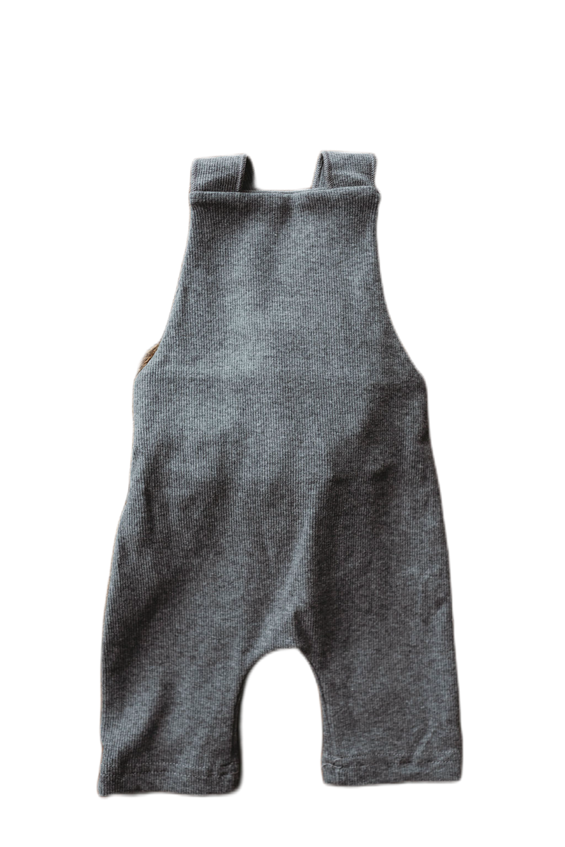 Organic cotton ribbed knit overall in "True Grey"