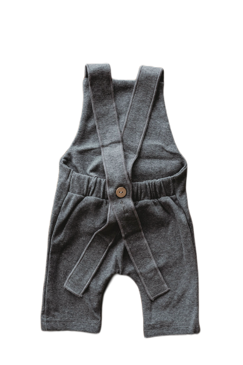 Organic cotton ribbed knit overall in True Grey – Chubby Lamb