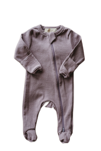 Organic cotton ribbed knit one-piece in "Lilac"