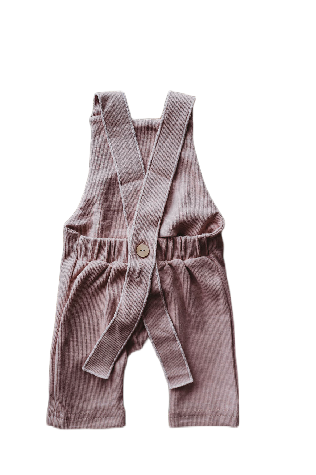 Organic cotton ribbed knit overall in "Mauve"