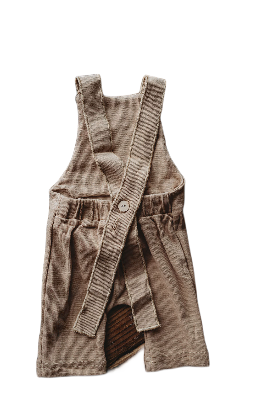 Organic cotton ribbed knit overall in "Wheat"